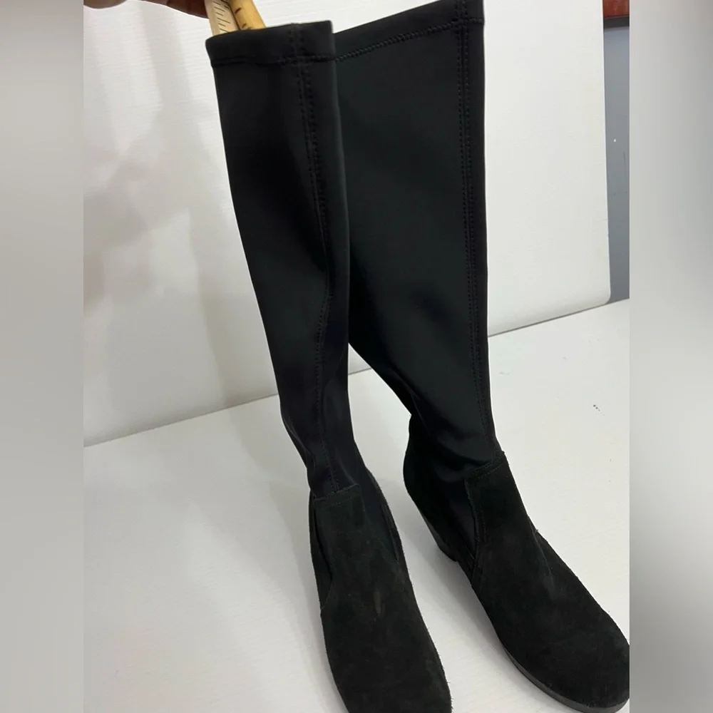 Eric Michael, Black Suede, long Boot, women Size Euro 37,